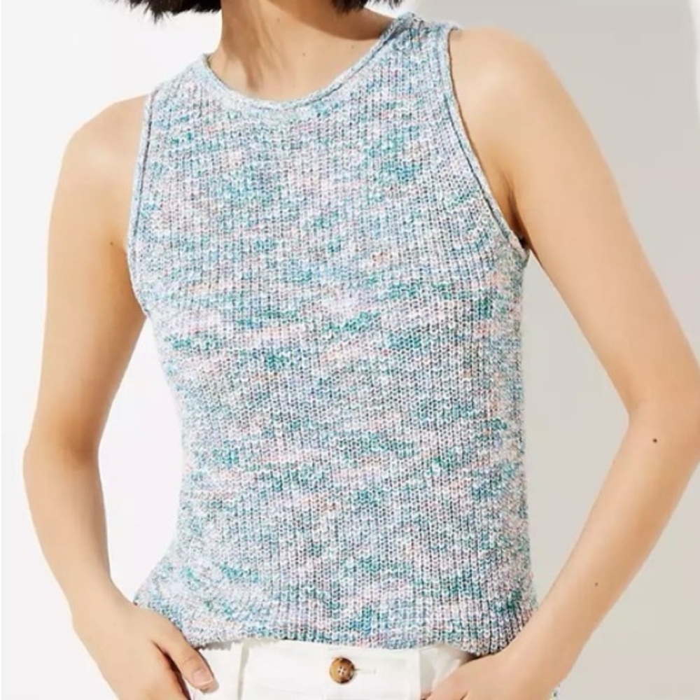 LOFT Space-Dye Sweater Tank Top Multi Pastel Knit XSP Petite